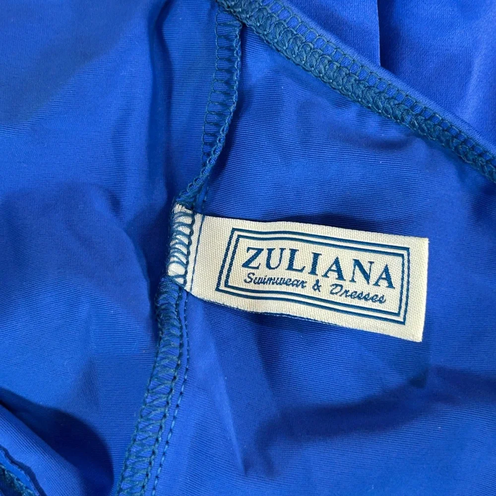 Zuliana Vintage Royal Blue 2 Piece Set Halter Tie Top Flare Pants Medium USA